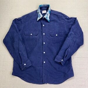 Vintage Big Mac JCPenney Men's Large Cotton Chamois Work Shirt Floral Collar